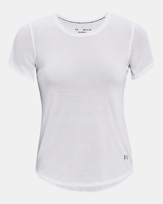 Camiseta de manga corta UA Streaker Run para mujer, White, pdpMainDesktop image number 4